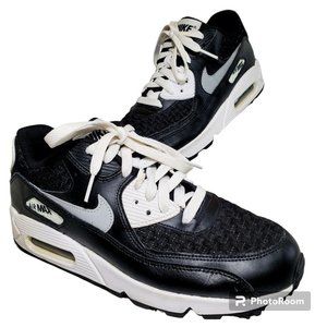 Nike Air Max 90 Premium Mesh Black Grey Shoes Sneakers GS Youth Size 7Y 24882-10